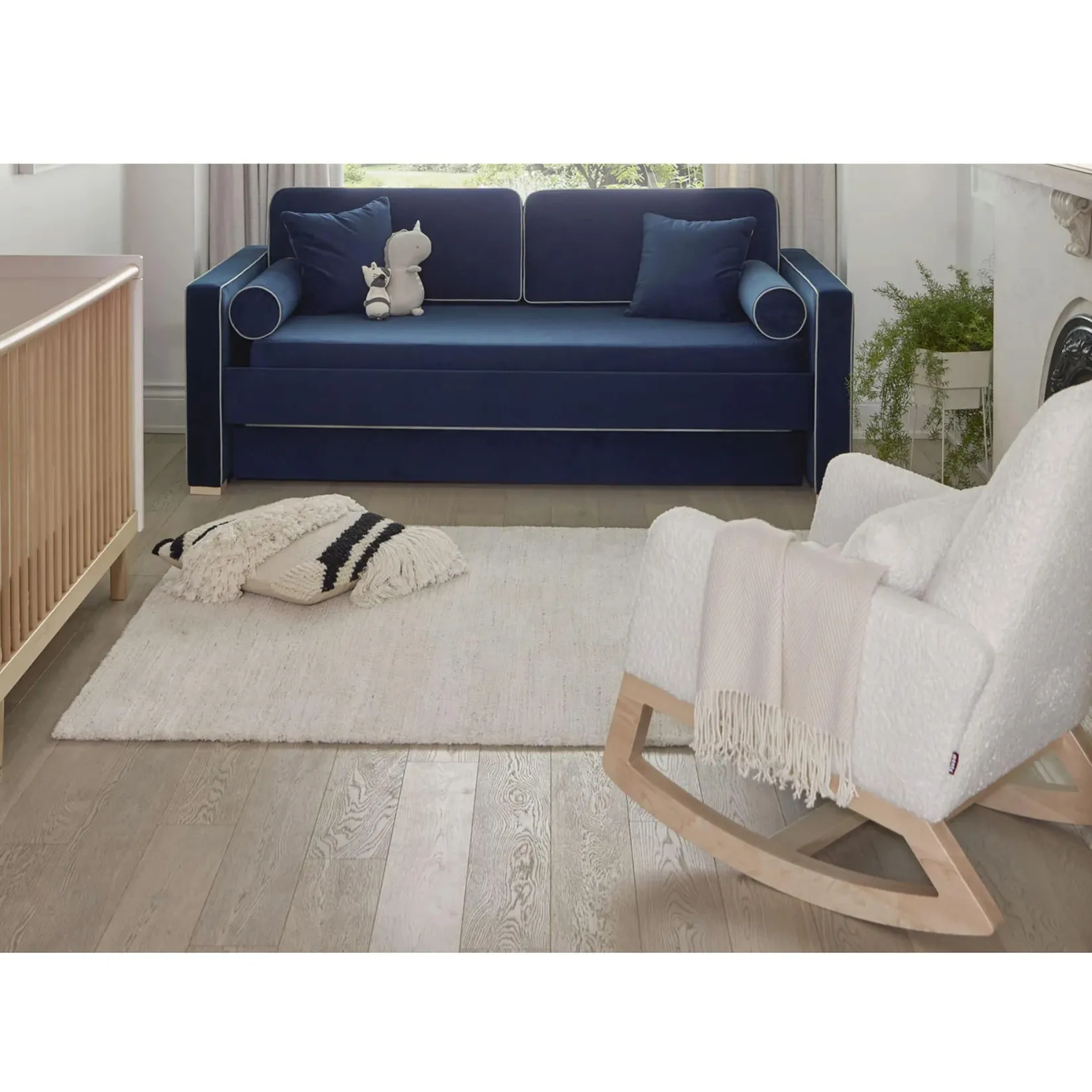 Gliders & Rocking Chairs|Gliders & Rocking Chairs>Monte Joya Rocking Chair - White Faux Sheepskin / Maple (In Stock)