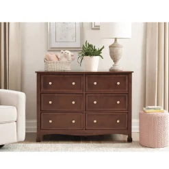 Outlet Kalani 6-Drawer Double Wide Dresser - Espresso Finish Storage Furniture