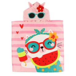 Summer Activities|Outdoors & Travel>SAFDIE u0026 CO Kid Hooded Towel - Summer Kitty