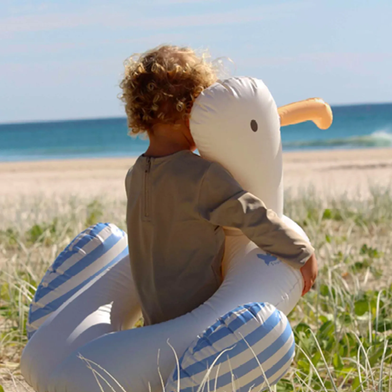 Summer Activities|Beach & Pool Toys>Sunny life Kids Tube Pool Ring Sid the Seagull Blue Stripe