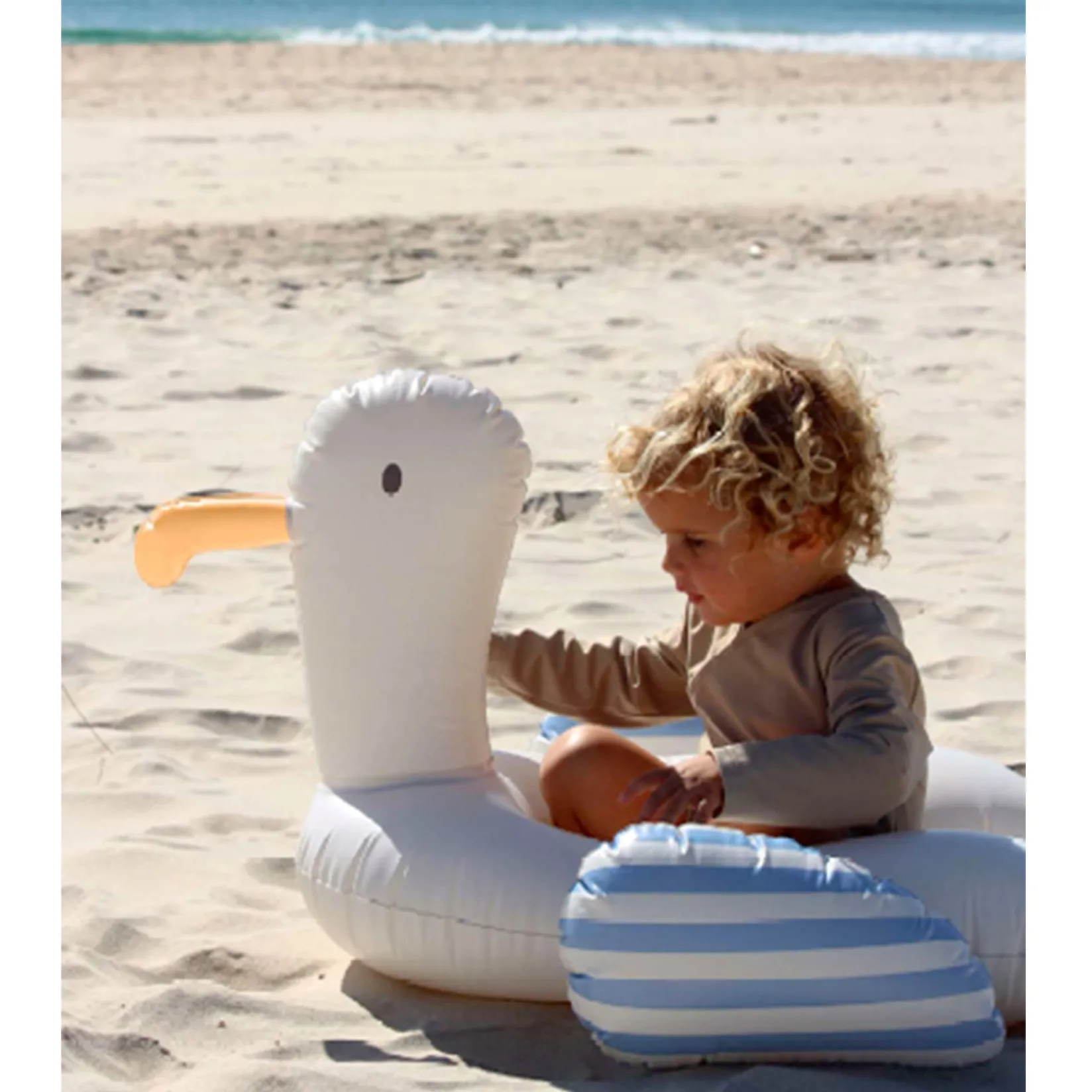 Summer Activities|Beach & Pool Toys>Sunny life Kids Tube Pool Ring Sid the Seagull Blue Stripe