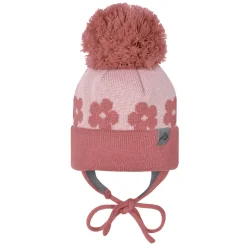 Beanies>Perlimpinpin Knitted Flower Hat 0-24 months Pink