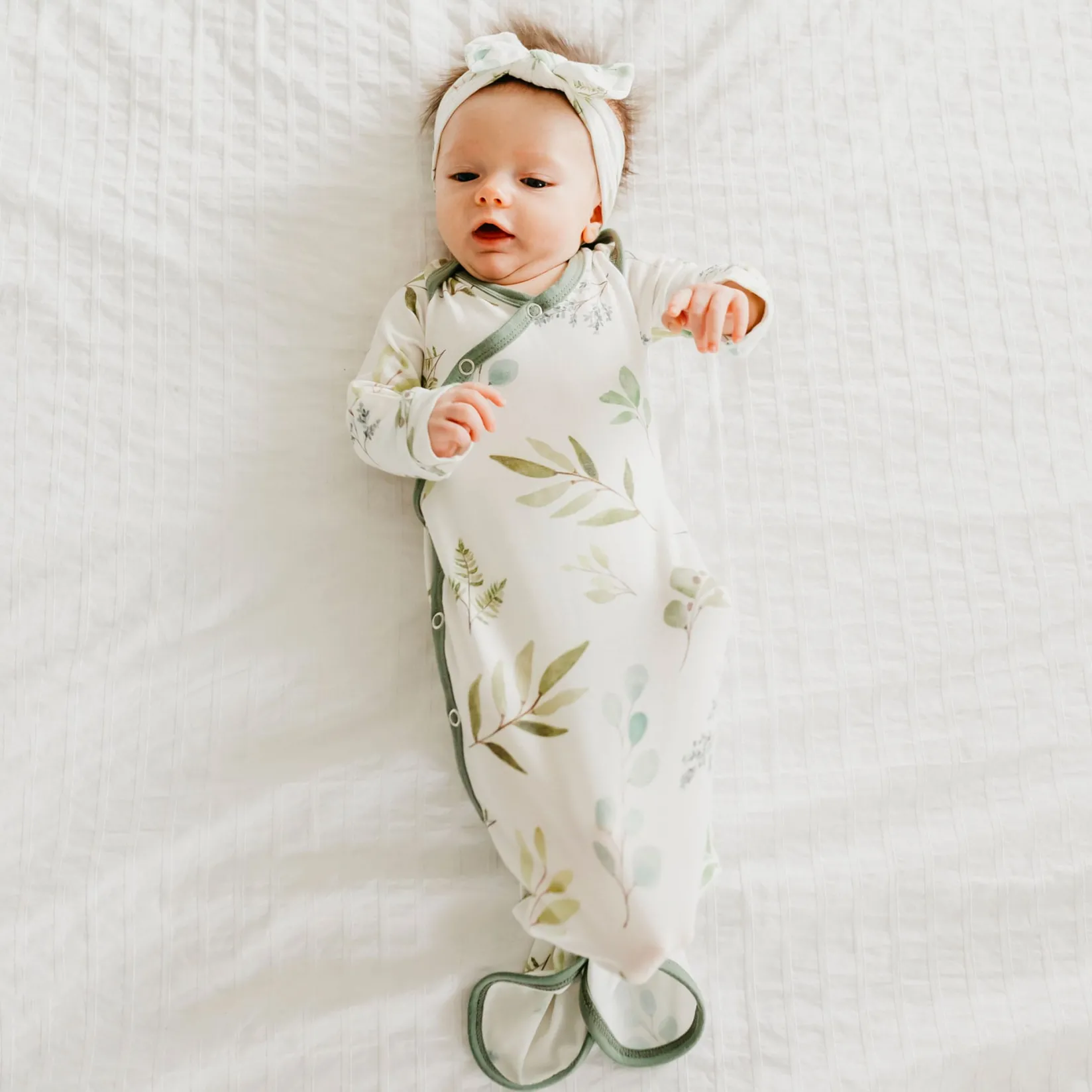 Pajamas|Sleep Bags>Copper Pearl Knotted Gown 0m+ - Leaf Haven