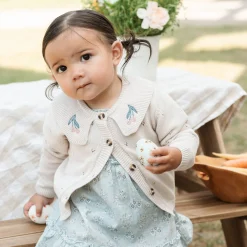 Fleeces And Sweatshirts|Tops>Firsts par Petit Lem Lamb Knit Cardigan 3-24m Beige