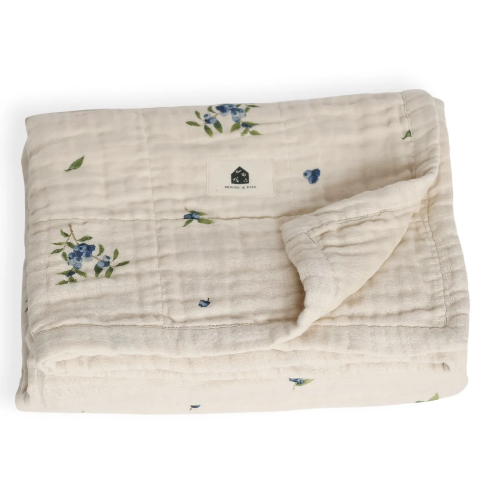 Throws|Blankets>House of Elia 4-Layer Muslin Blanket - Blueberry