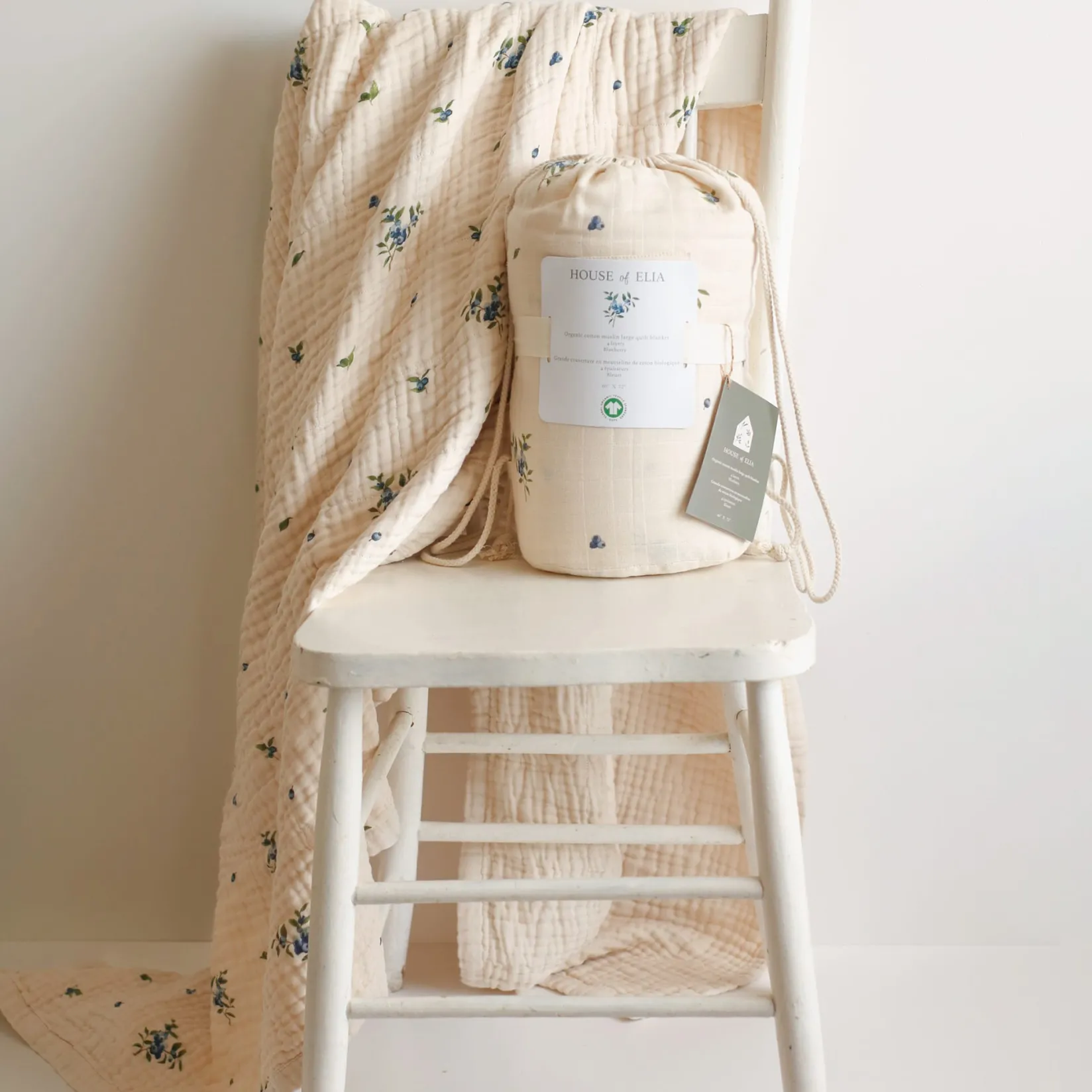 Throws|Blankets>House of Elia 4-Layer Muslin Blanket - Blueberry