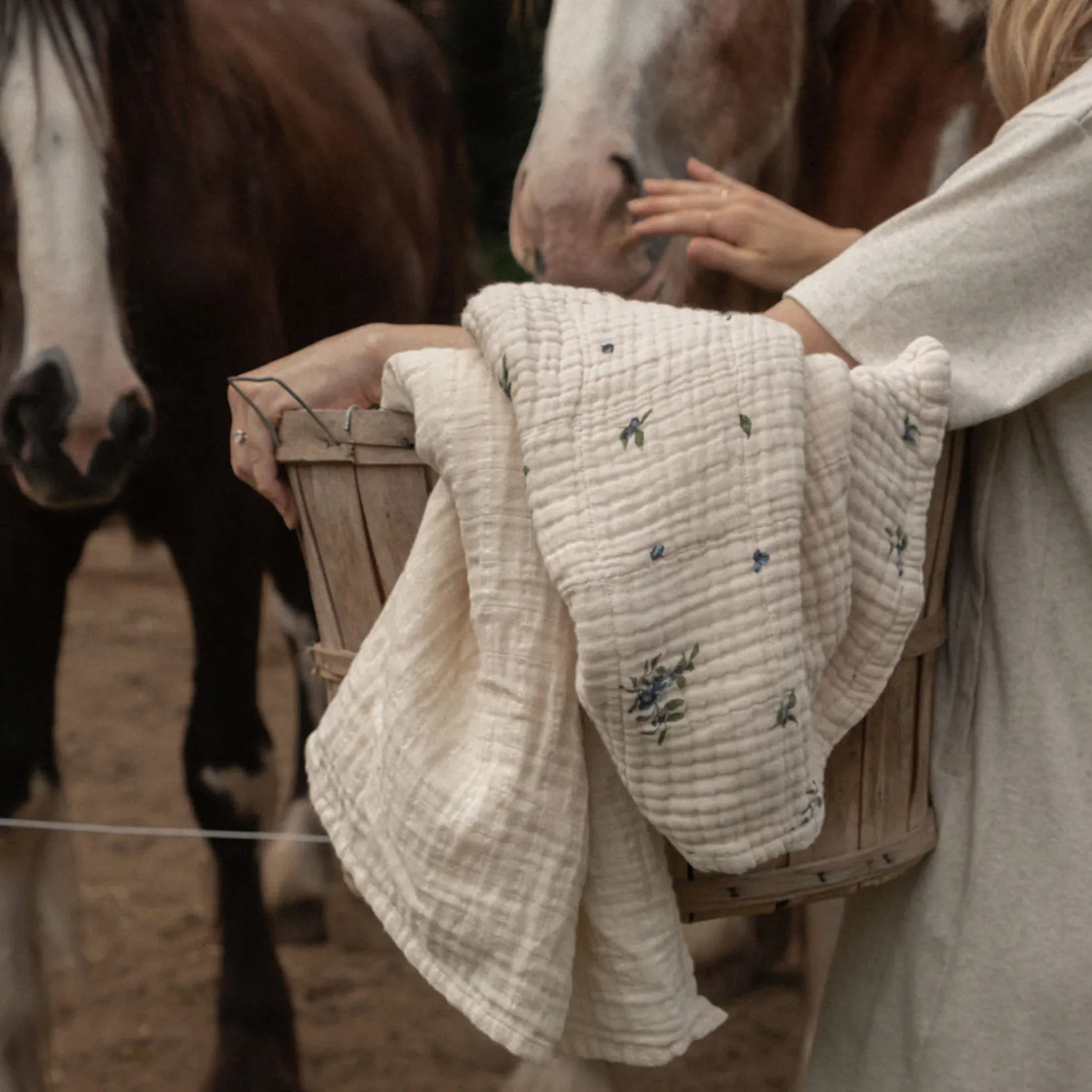 Throws|Blankets>House of Elia 4-Layer Muslin Blanket - Blueberry