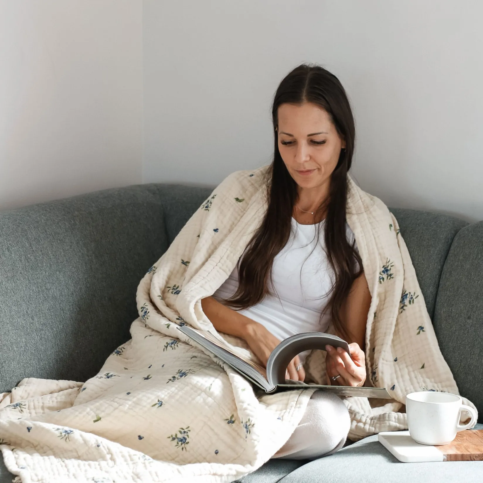 Throws|Blankets>House of Elia 4-Layer Muslin Blanket - Blueberry