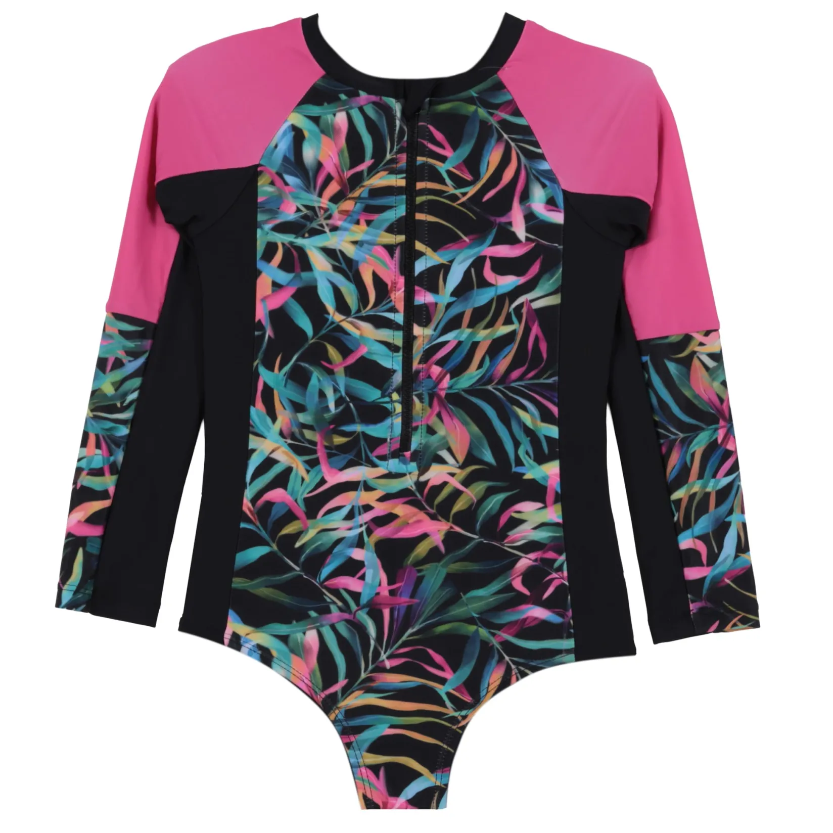 Swimsuits>Nano Leafage Uv Ls Swimsuit 2-14 Black