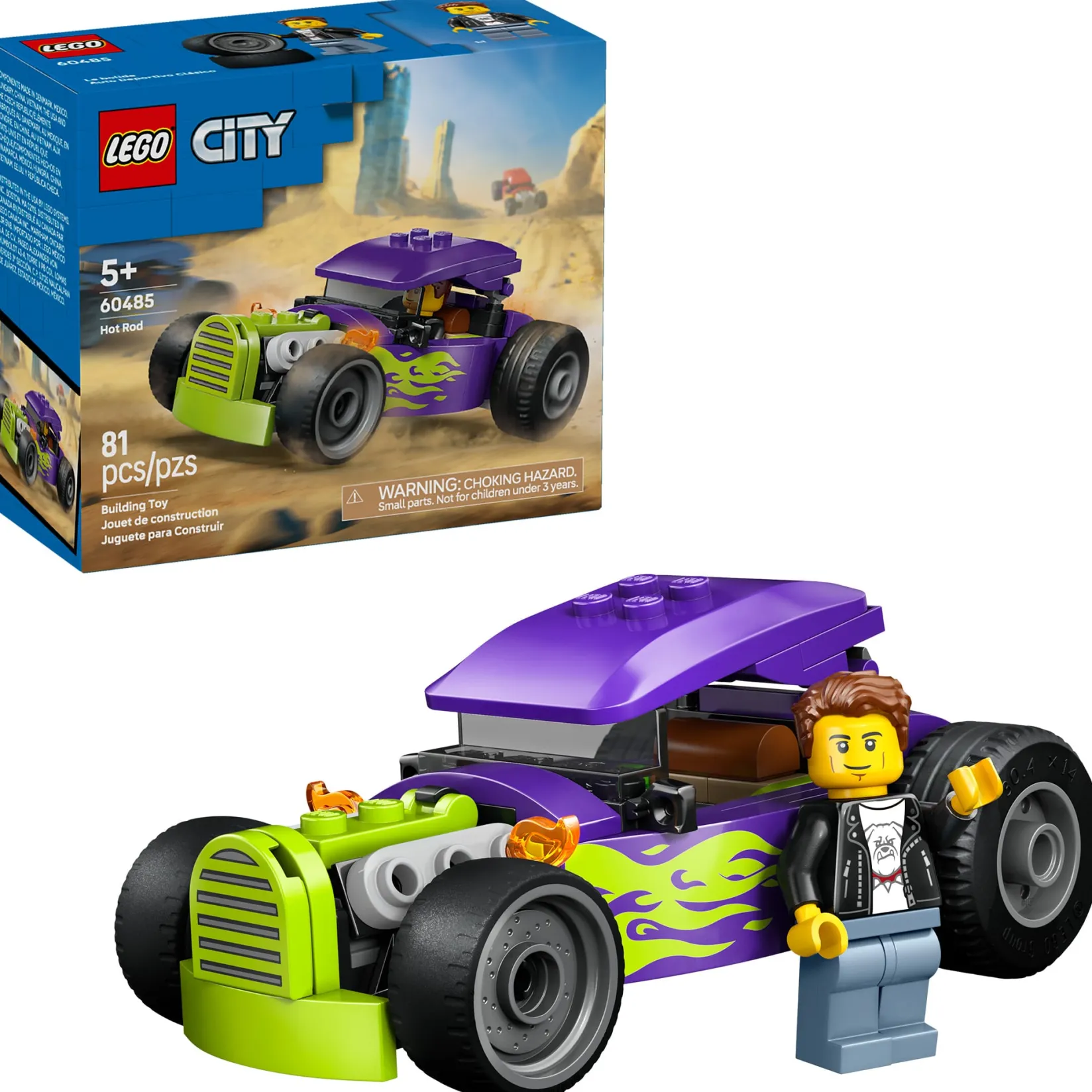 Online City Hot Rod Race Car Building Toy and Minifigure 60485 Kids Assembly & Construction