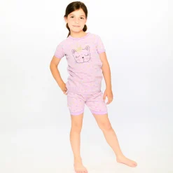 Pajamas & Bathrobes>Deux par Deux Leopard Pajama Set 2-6 Purple