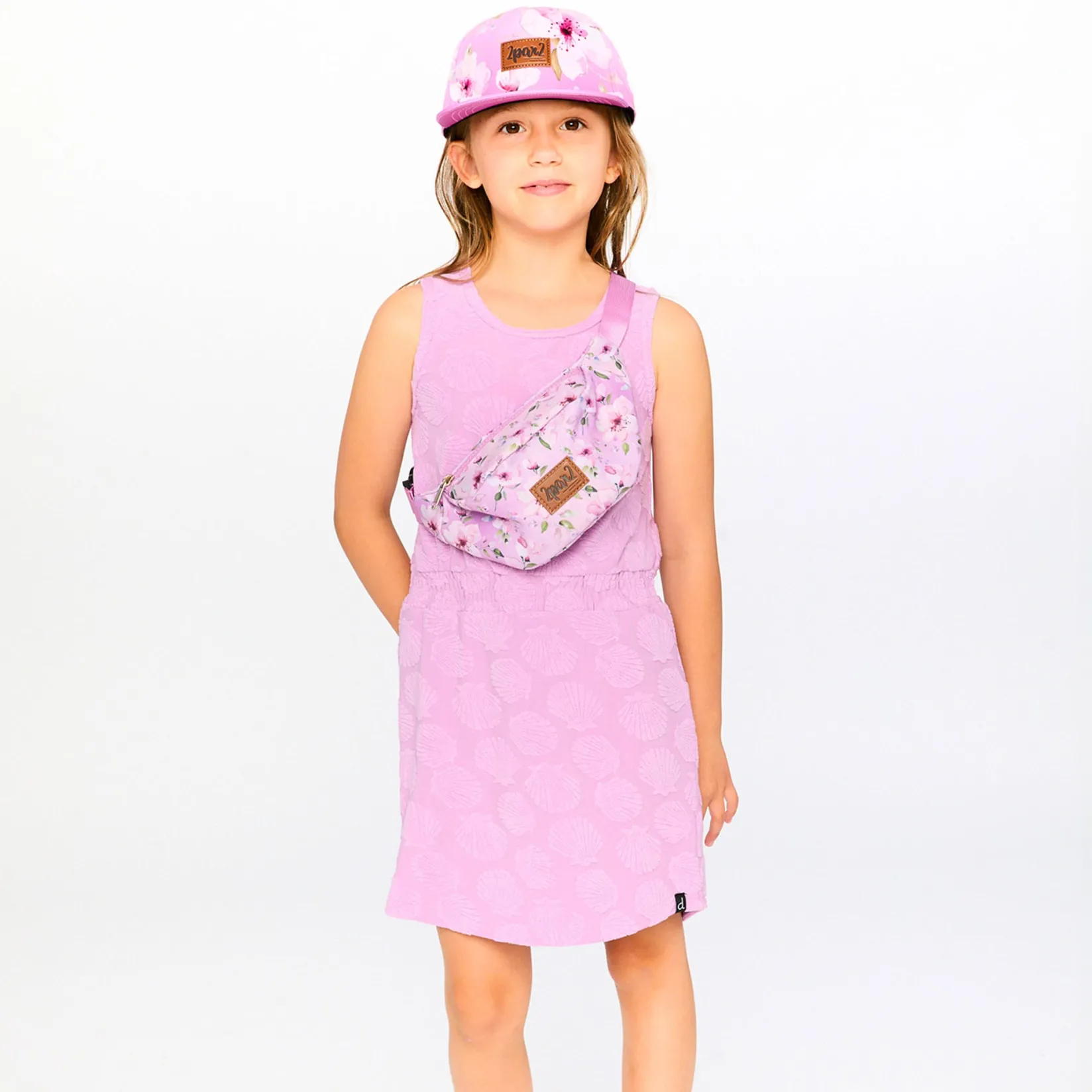 Hats & Caps>Deux par Deux Flowers Cap 3-14 Lilac