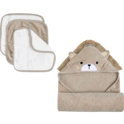 Towels & Wipes|Towels & Wipes>Petit Lem Lions 4 Pieces Bath Set Taupe