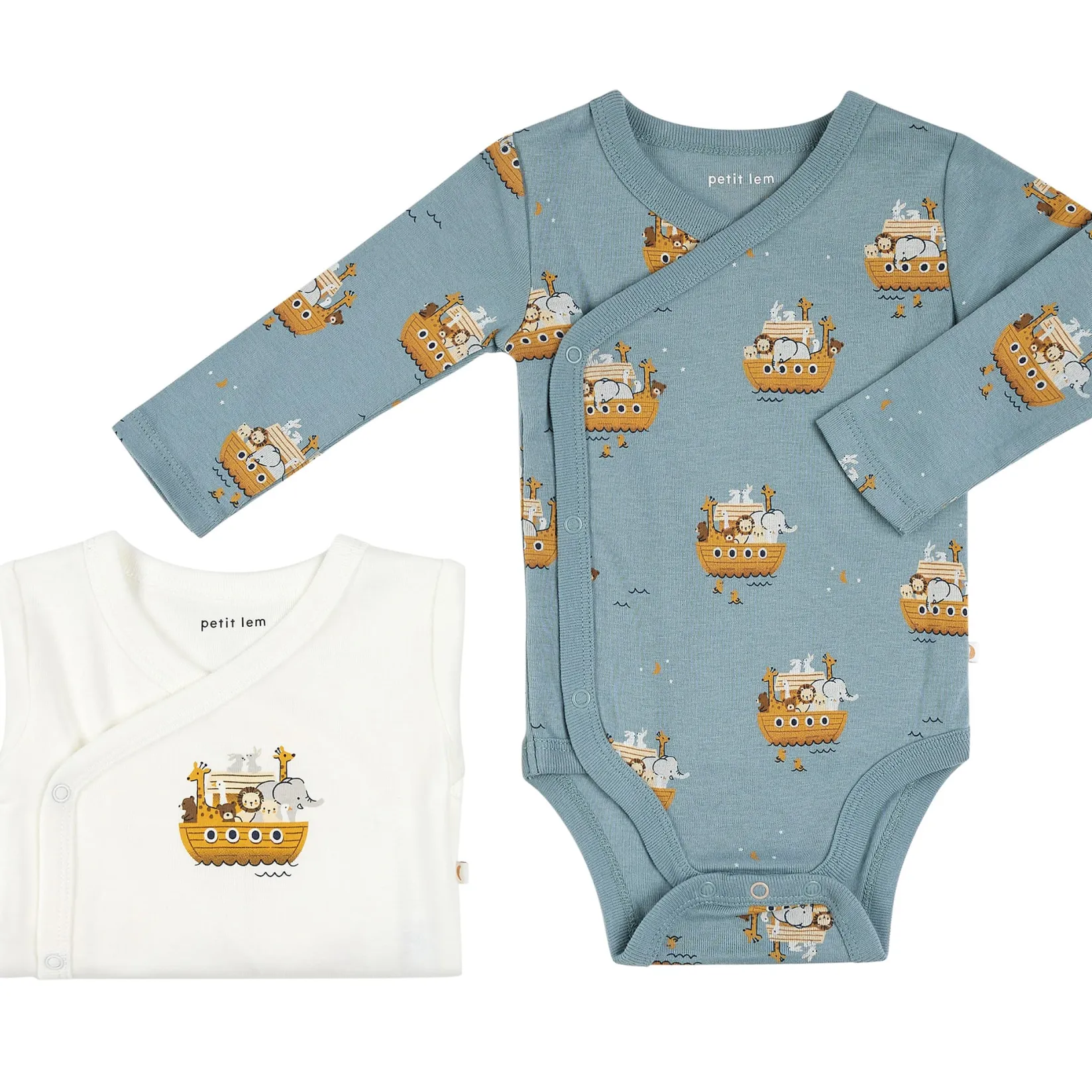 Bodysuits>Petit Lem Lions 2 Pieces Long Sleeves Bodysuits Set 0-12m Ivory