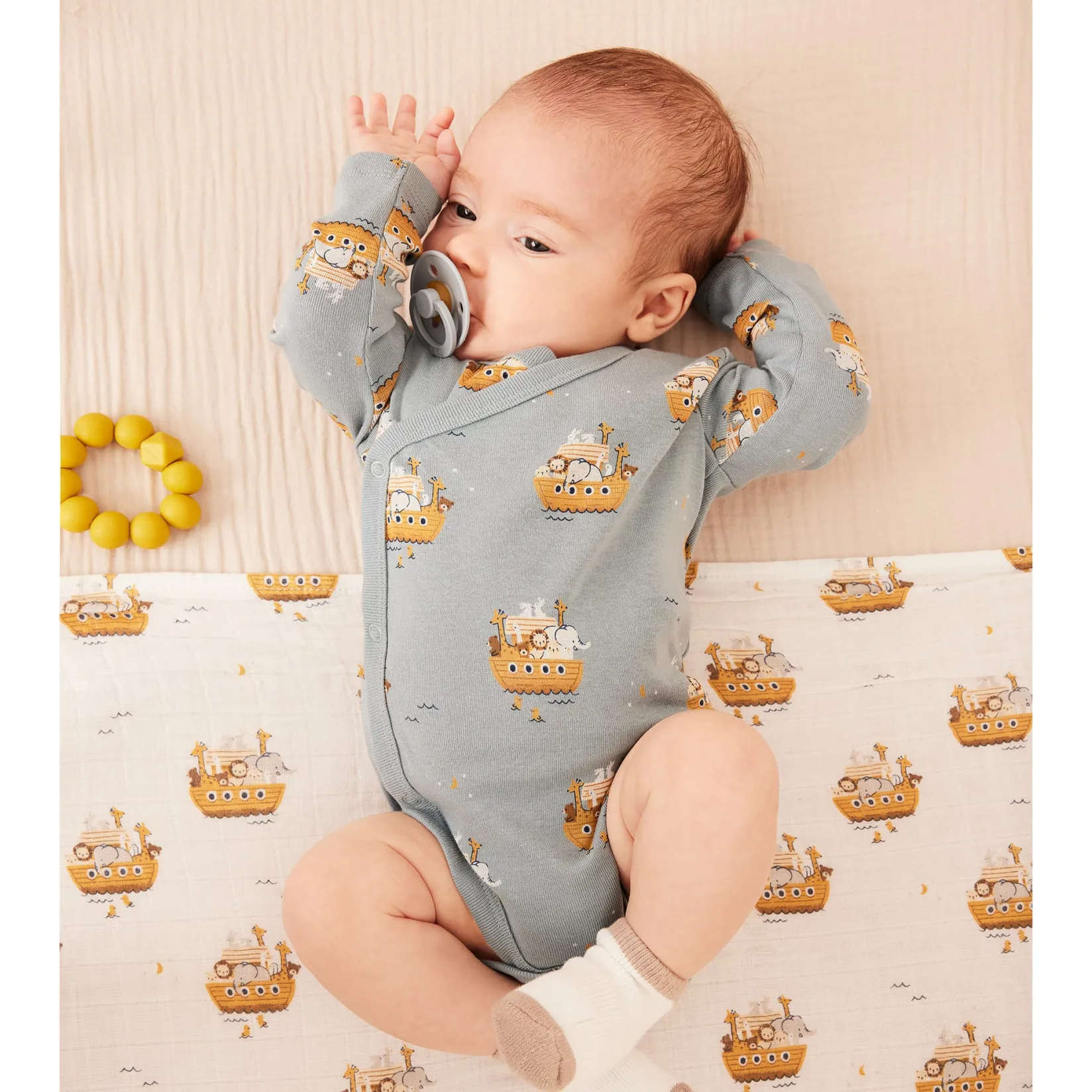 Bodysuits>Petit Lem Lions 2 Pieces Long Sleeves Bodysuits Set 0-12m Ivory