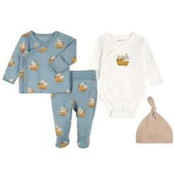 Outfit Sets>Petit Lem Lions 4pc Set Premie Turquoise
