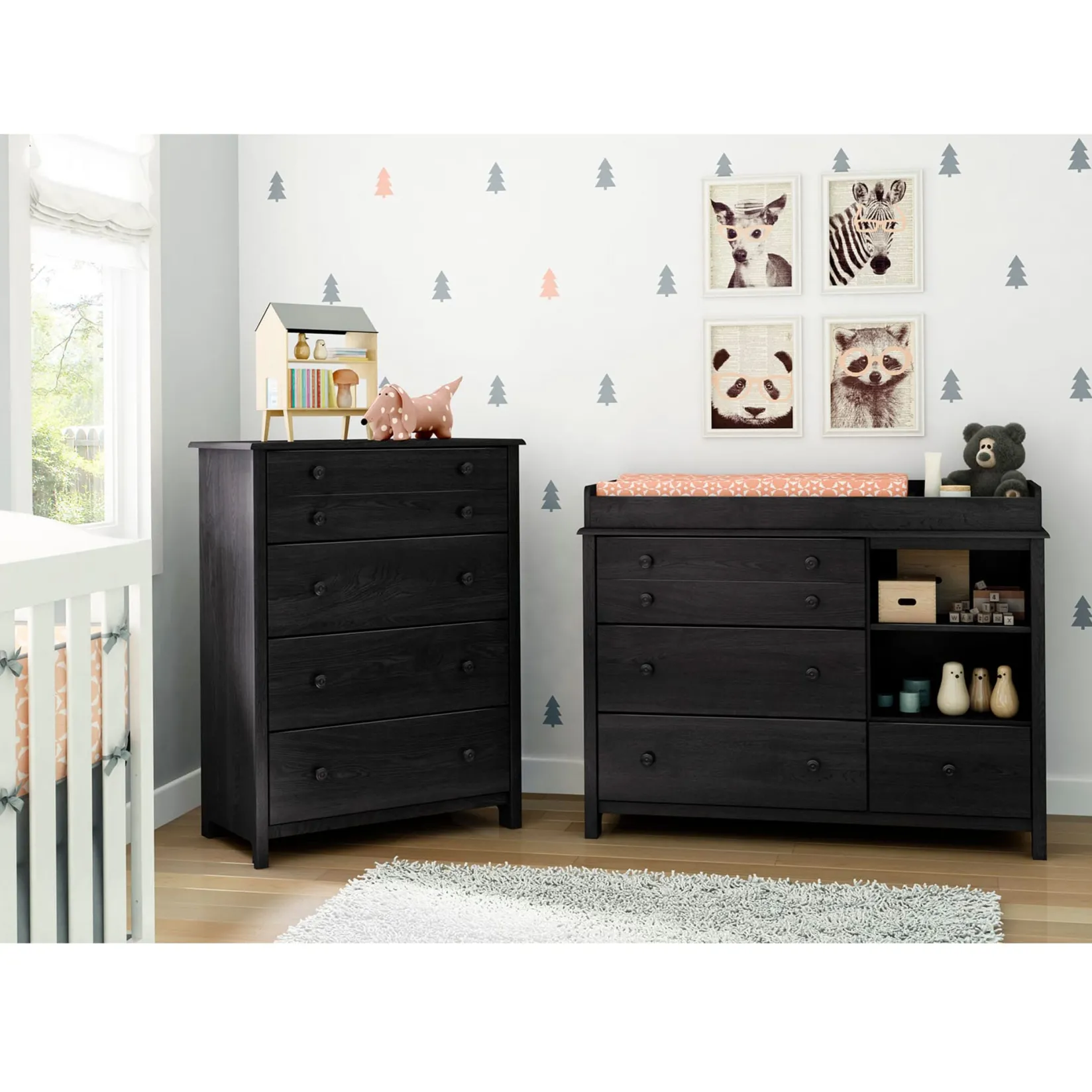 Sale Little Smileys Changing Table with Station - Gray Oak Changing Tables