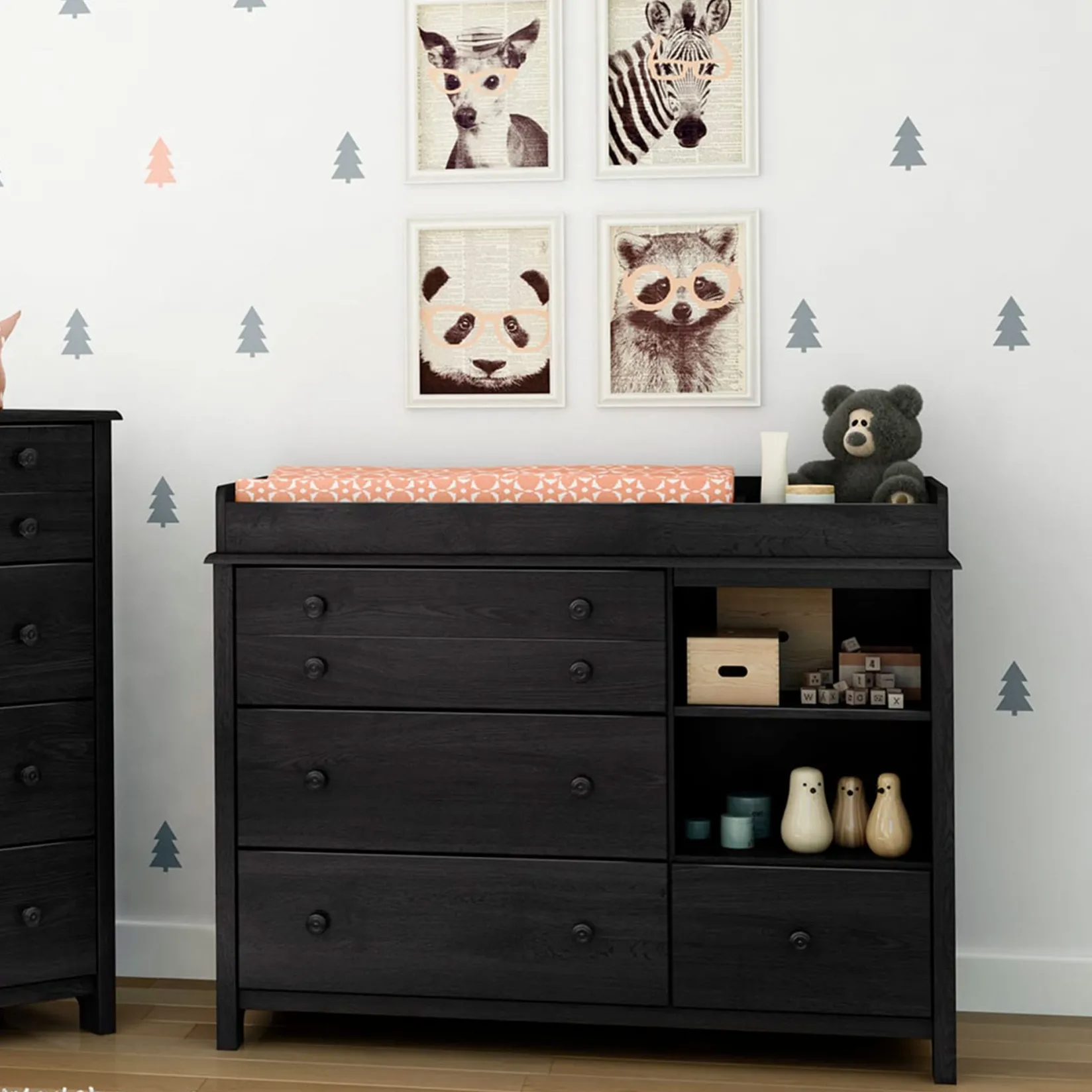 Sale Little Smileys Changing Table with Station - Gray Oak Changing Tables