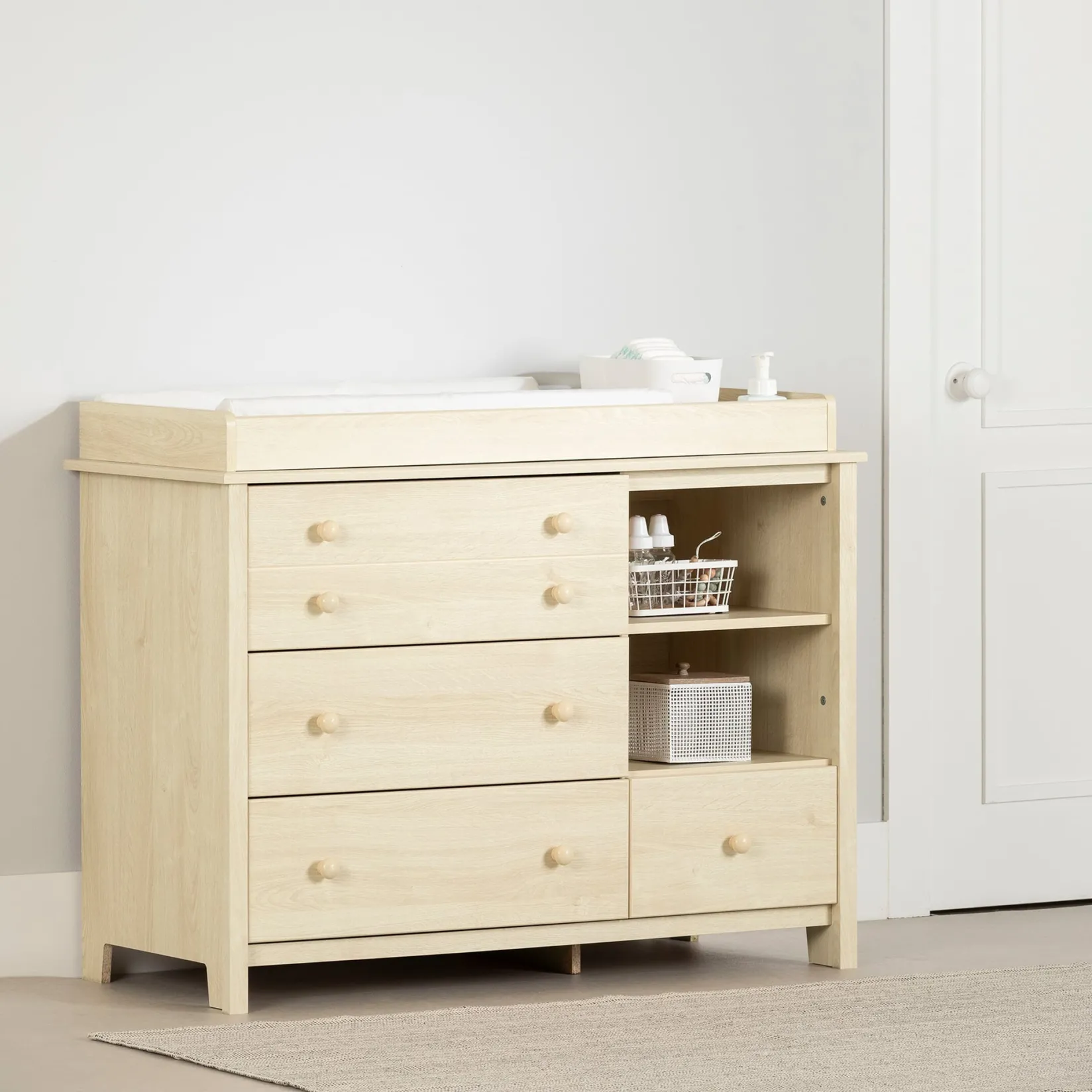 Sale Little Smileys Changing Table with Removable Station - Bleached Oak Changing Tables