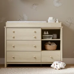 Sale Little Smileys Changing Table with Removable Station - Bleached Oak Changing Tables