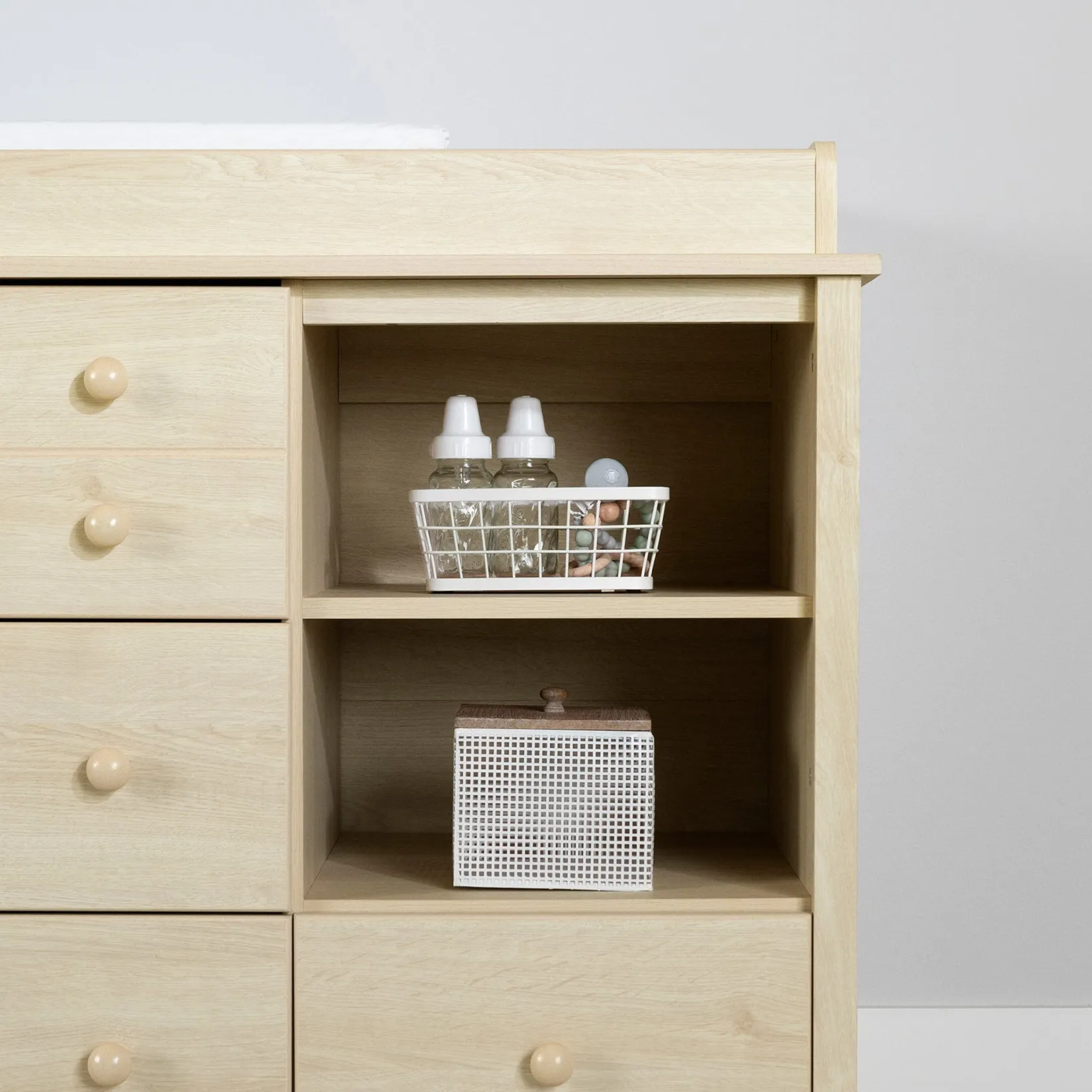 Sale Little Smileys Changing Table with Removable Station - Bleached Oak Changing Tables