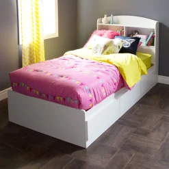 Discount Logik Twin bed with 3 Drawers - White Twin, Full & Queen Beds