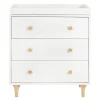 Changing Tables>Babyletto Lolly 3-Drawer Changer Dresser with Removable Changing Tray - White / Natural