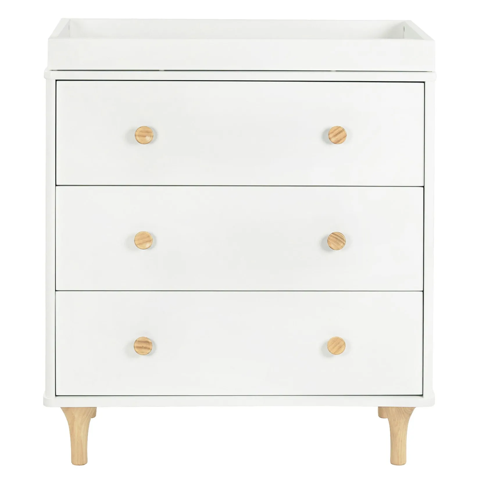 Changing Tables>Babyletto Lolly 3-Drawer Changer Dresser with Removable Changing Tray - White / Natural