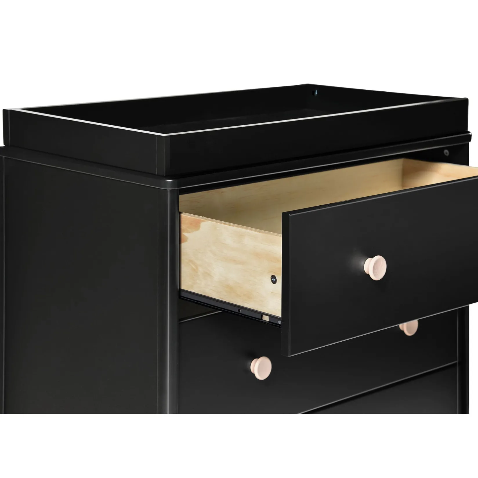 Changing Tables>Babyletto Lolly 3-Drawer Changer Dresser with Removable Changing Tray - Black / Washed Natural