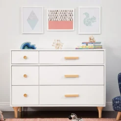Discount Lolly 6-Drawer Double Dresser - White / Natural Storage Furniture