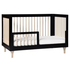 Hot Lolly 3-in-1 Convertible Crib with Toddler Bed Conversion - Black / Washed Natural Cribs & Mattresses|Cribs & Mattresses