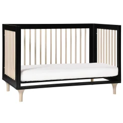 Hot Lolly 3-in-1 Convertible Crib with Toddler Bed Conversion - Black / Washed Natural Cribs & Mattresses|Cribs & Mattresses