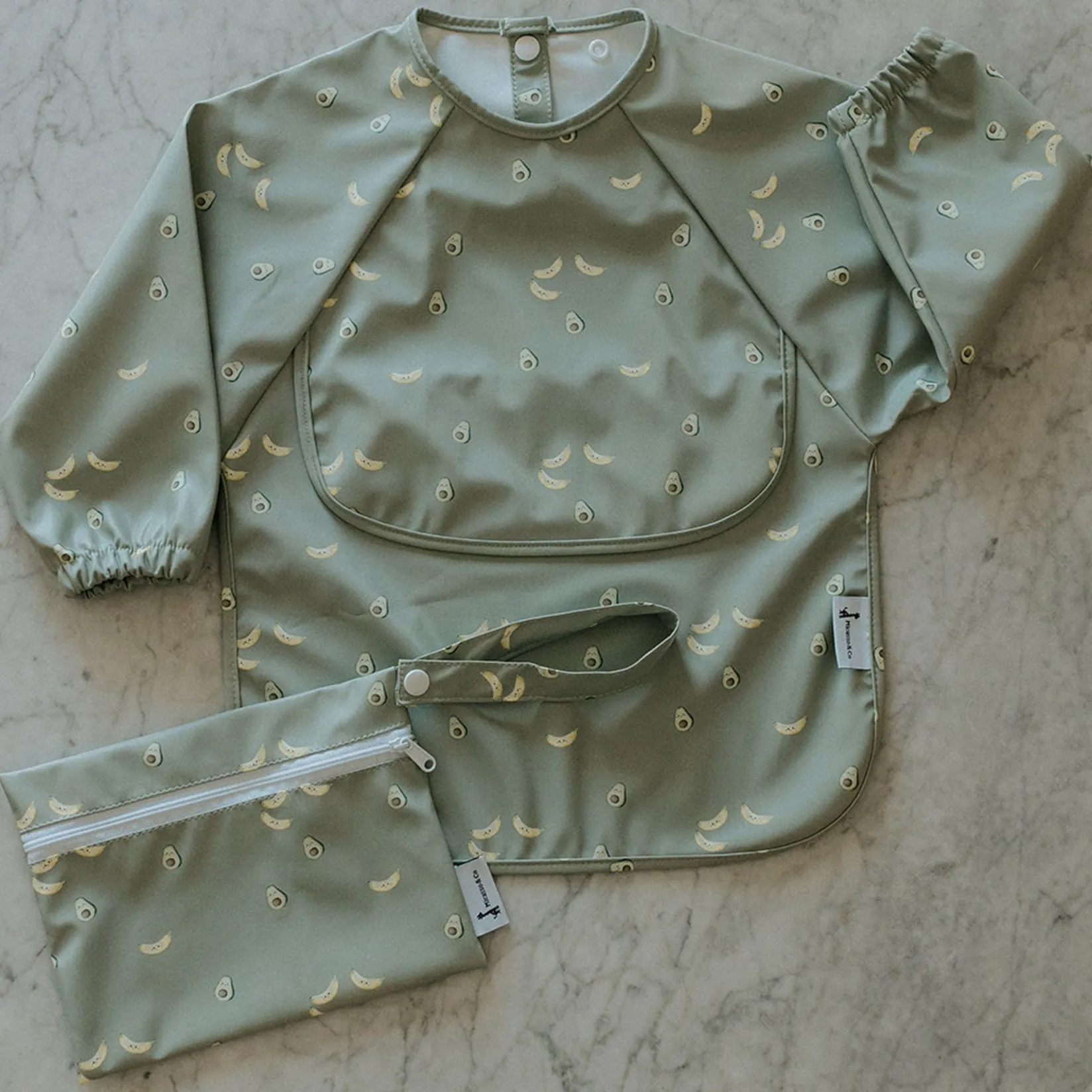 New Long-sleeved Bib with integrated pocket 6-24m - Avocat toast Kids Breastfeeding|Bibs