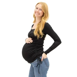 Tops>Bella Maternite Lounge Maternity Rib Top Black