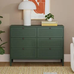 Clearance Margot 6 Drawers Dresser - Forest Green Storage Furniture