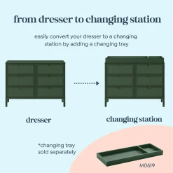 Clearance Margot 6 Drawers Dresser - Forest Green Storage Furniture