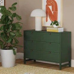 Clearance Margot 6 Drawers Dresser - Forest Green Storage Furniture