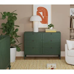 Clearance Margot 6 Drawers Dresser - Forest Green Storage Furniture