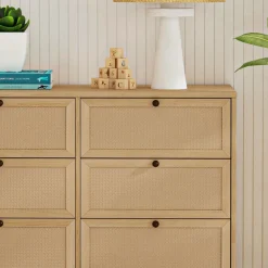 Outlet Margot 6-Drawer Dresser - Honey Storage Furniture