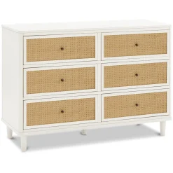 Storage Furniture>Namesake Marin with Cane 6 Drawer Assembled Dresser - Warm White and Honey Cane