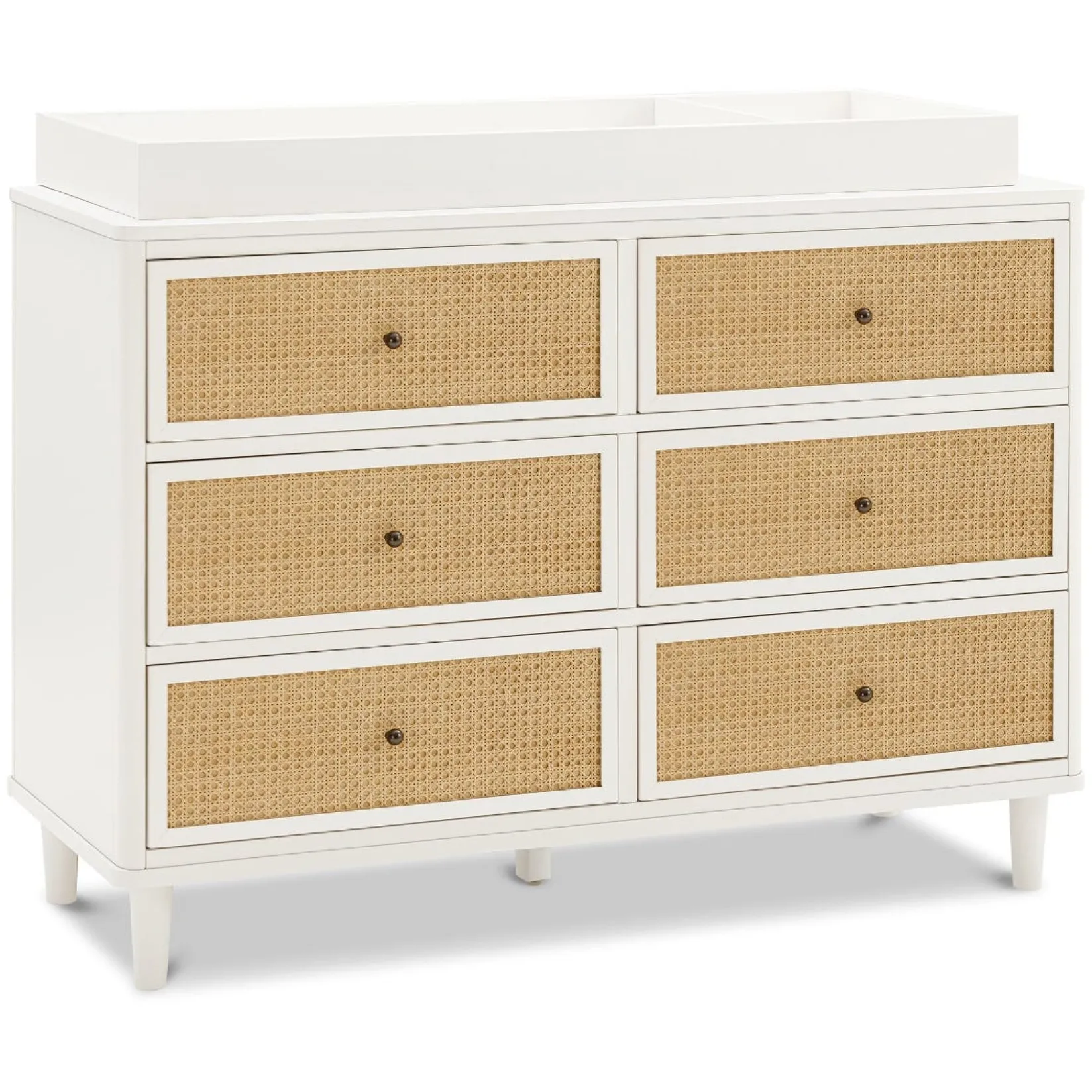 Storage Furniture>Namesake Marin with Cane 6 Drawer Assembled Dresser - Warm White and Honey Cane