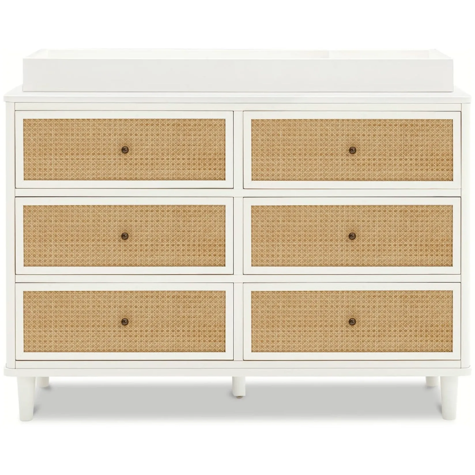 Storage Furniture>Namesake Marin with Cane 6 Drawer Assembled Dresser - Warm White and Honey Cane