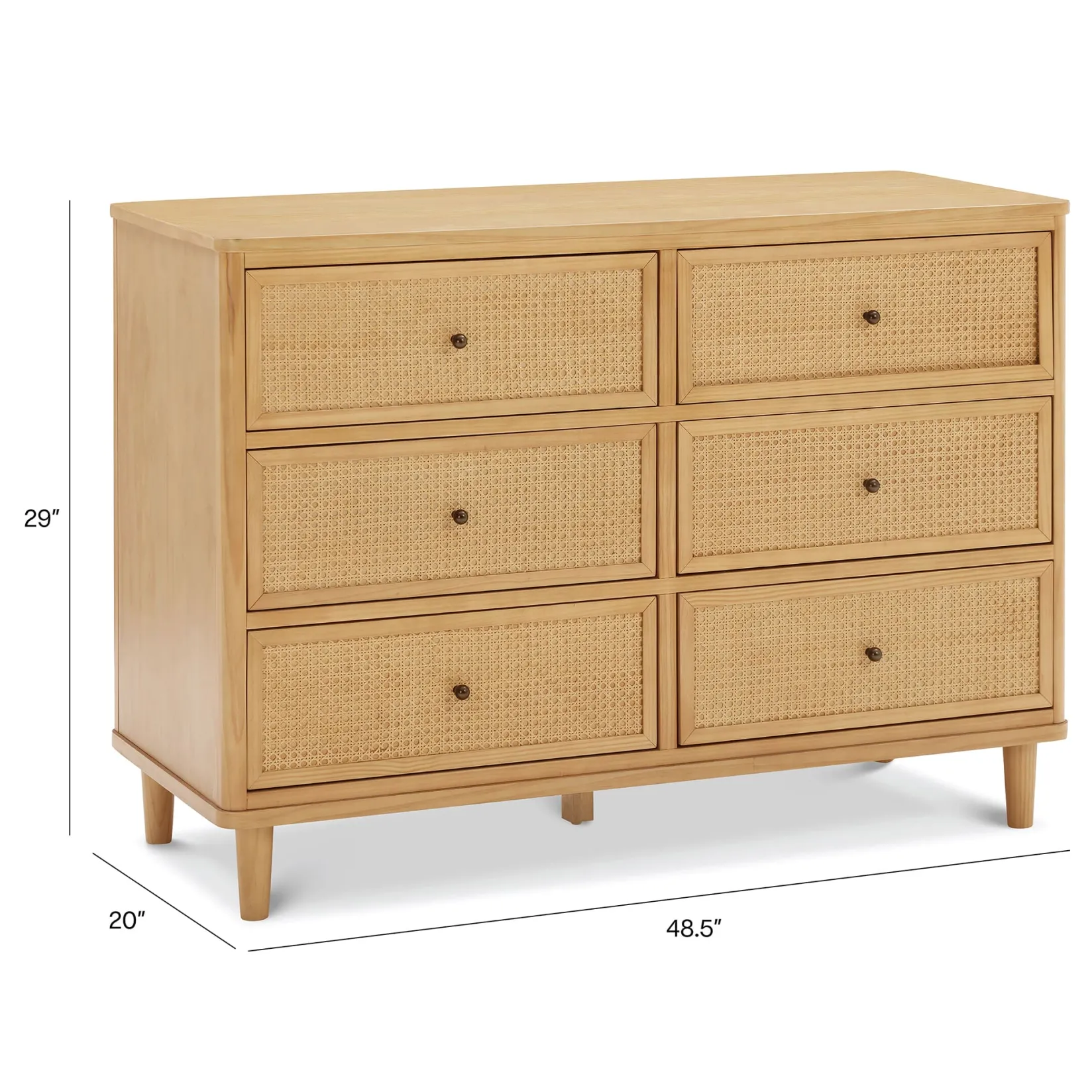 Storage Furniture>Namesake Marin with Cane 6 Drawer Assembled Dresser - Honey and Honey Cane