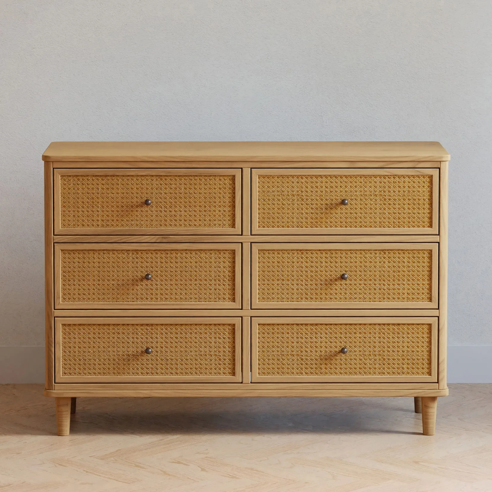 Storage Furniture>Namesake Marin with Cane 6 Drawer Assembled Dresser - Honey and Honey Cane