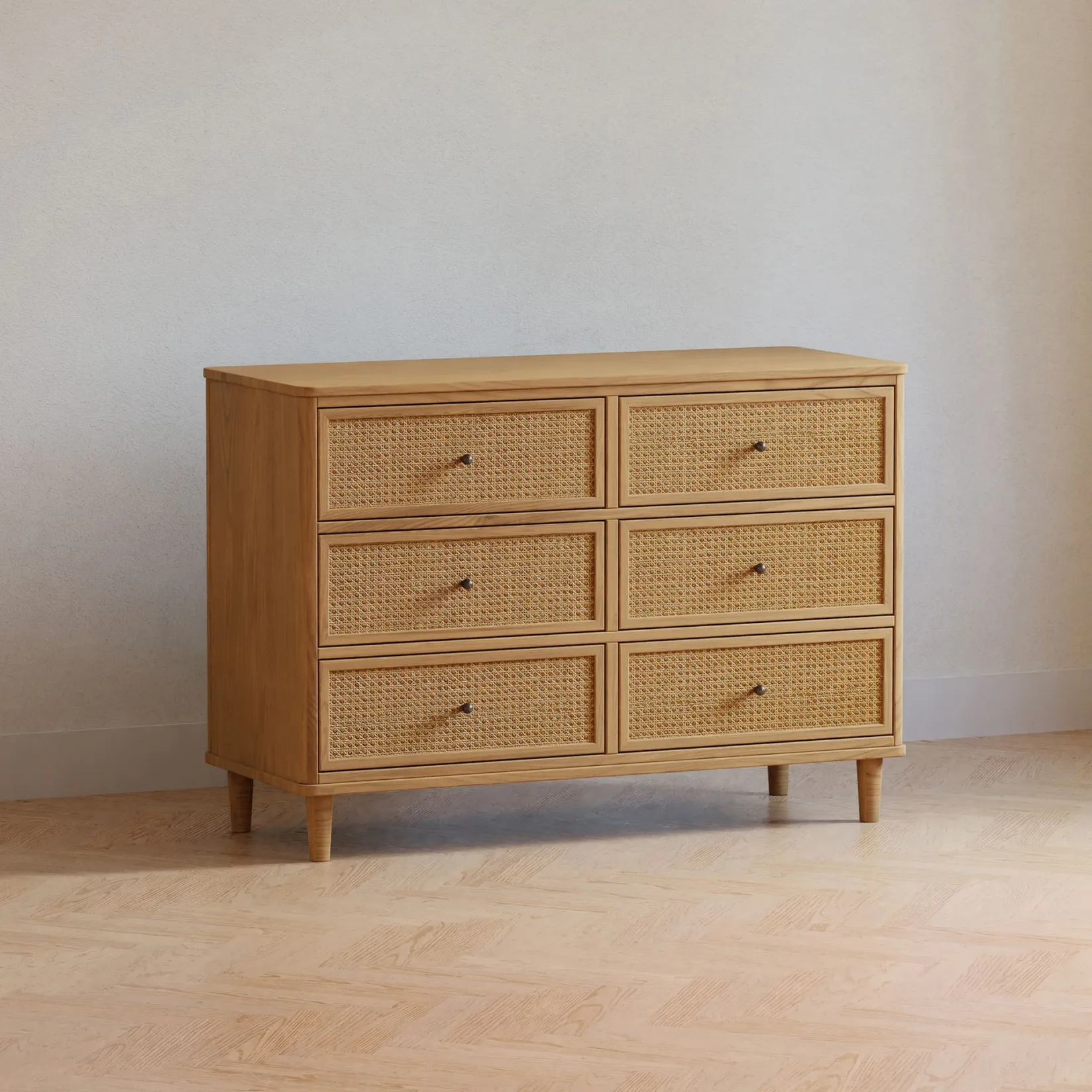 Storage Furniture>Namesake Marin with Cane 6 Drawer Assembled Dresser - Honey and Honey Cane