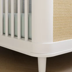 Outlet Marin with Cane 3-in-1 Convertible Crib - Warm White and Honey Cane Cribs & Mattresses|Cribs & Mattresses