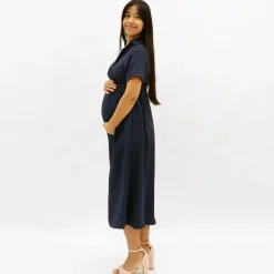 Dresses, Skirts & Jumpsuits>Bella Maternite Maternity Wrap Dress Navy