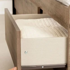 New Mates Bed with 3 Drawers - Arlen Weathered Oak Twin, Full & Queen Beds