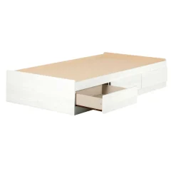 Twin, Full & Queen Beds>South Shore Mates Bed With 3 Drawers- Arlen White Pine