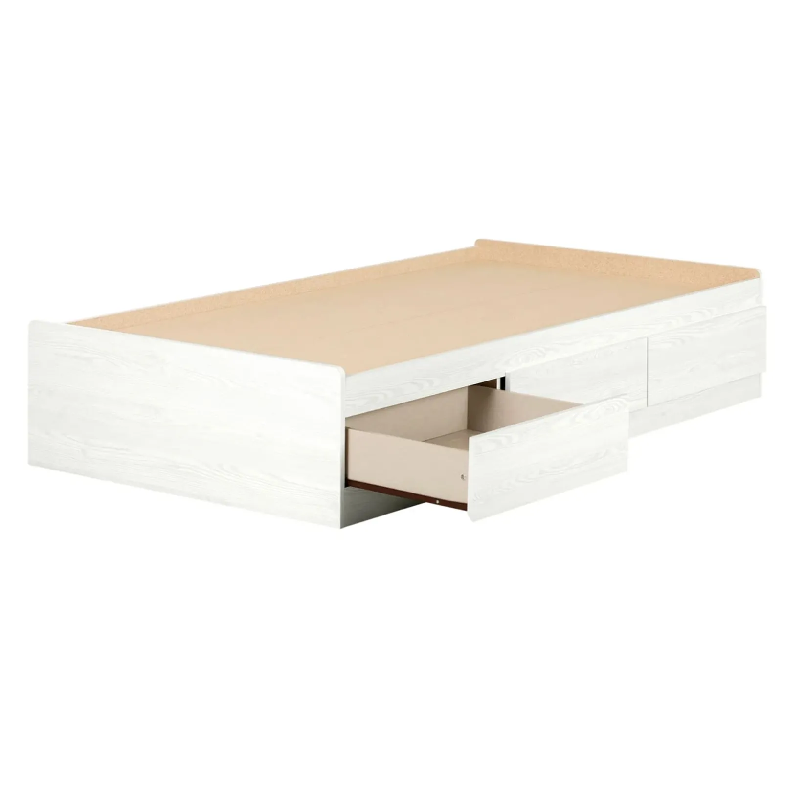 Twin, Full & Queen Beds>South Shore Mates Bed With 3 Drawers- Arlen White Pine